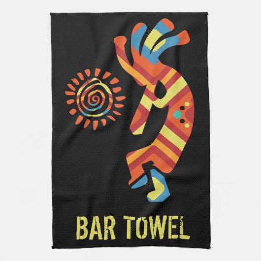 Southwestern Kokopelli Bar Towel Theedoek (Verticaal)