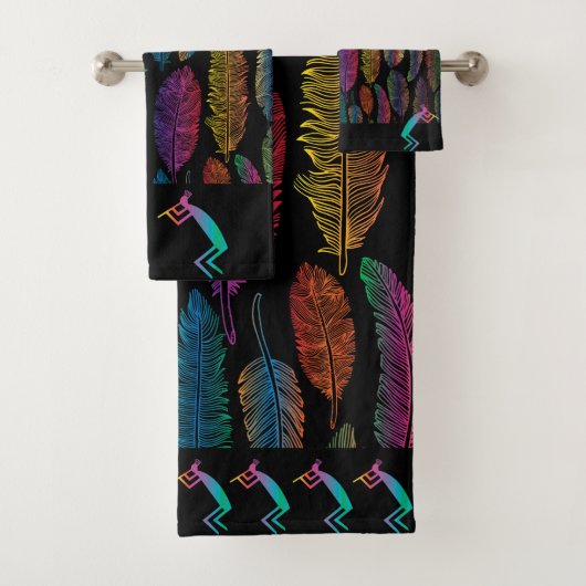 Southwestern Kokopelli Bath Towel Set Bad Handdoek (Insitu)