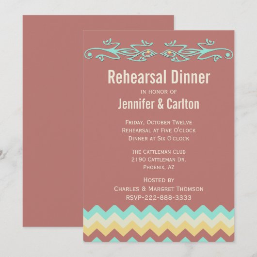 SouthWestern Lizards Wedding Rehearsal Dinner Kaart (Voorkant / Achterkant)