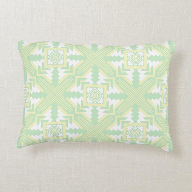 Southwestern Pattern Yellow Green White Decoratief Kussen (Achterkant)