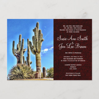 Southwestern Saguaro Cactus Wedding Invitting Kaart