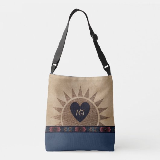 Southwestern Style Monogrammed Canvas tas w/Heart (Achterkant)