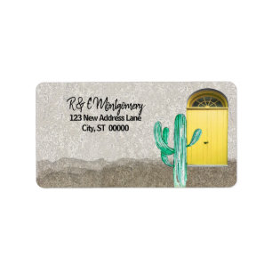 Southwestern Style Yellow Doors Saguaro Cactus Etiket
