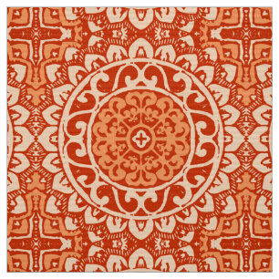 Southwestern Sun Mandala Batik, koraal Sinaasappel Stof