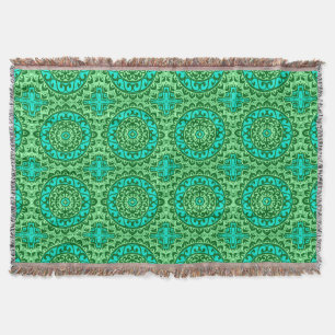 Southwestern Sun Mandala Batik, Lime Green Deken