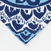 Southwestern Sun Mandala Batik, Navy Blue & White Fleece Deken (Hoek)