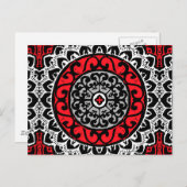 Southwestern Sun Mandala Batik, Red, Black & White Briefkaart (Voorkant / Achterkant)