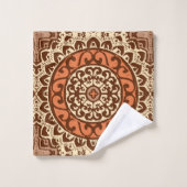 Southwestern Sun Mandala Batik, Rust & Brown Bad Handdoek (Wasdoekje)