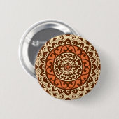 Southwestern Sun Mandala Batik, Rust & Brown Ronde Button 5,7 Cm (Voorkant /achterkant)