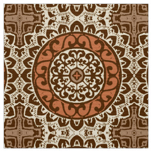 Southwestern Sun Mandala Batik, Rust & Brown Stof