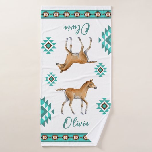 Southwestern turquoise pays cheval cadeau personna (Serviette de bain)