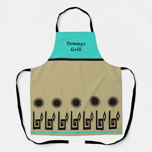 Southwestern Turquoise Sand Restaurant Apron Schort (Voorkant)