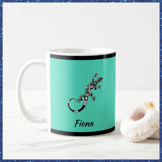 Southwestern Zee Green en Black Gecko Koffiemok