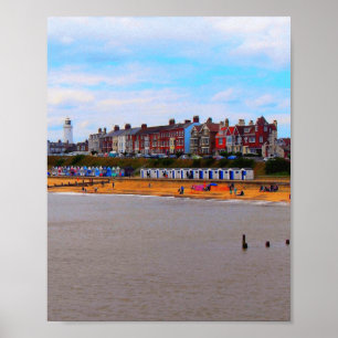 Southwold Beach van de pier Poster