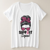 Soutien Squad Messy Bun Pink Warrior Cancer du sei (Design devant)