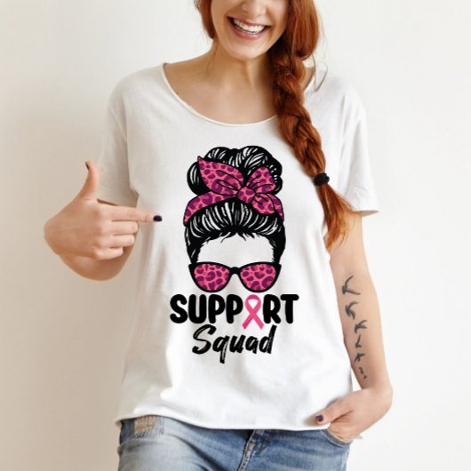 Soutien Squad Messy Bun Pink Warrior Cancer du sei