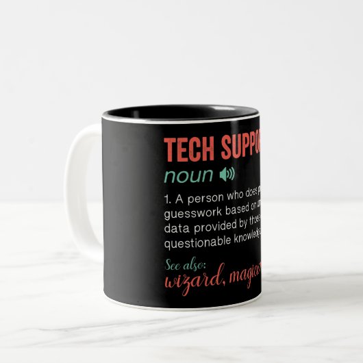 Soutien technique amusant Mug à café à deux tons (Devant gauche)