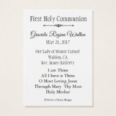 Souvenir Carte Sainte Chalice Première Communion S (Dos)