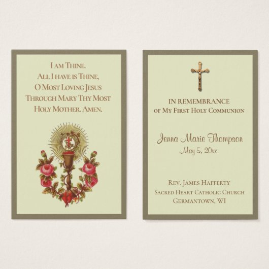 Souvenir Carte Sainte Chalice Première Communion S (Devant & derrière)
