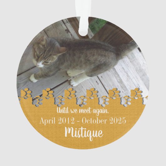 Souvenir commémoratif de l'animal de compagnie Kee (dos)