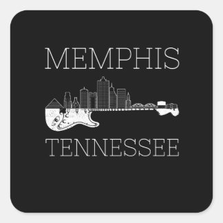 Souvenir Memphis Guitar Music Tennessee Memphis Vierkante Sticker