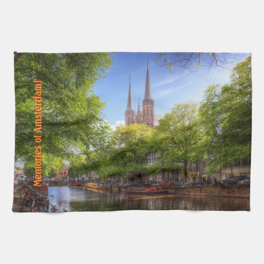 Souvenir of Amsterdam - De Krijtberg, Singel Canal Theedoek (Horizontaal)