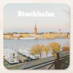 Souvenir uit Stockholm, Zweden Vierkante Kartonnen Onderzetter