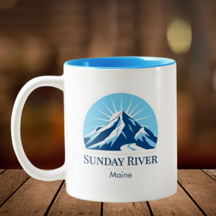 Souvenir van het skigebied Sunday River Maine Tweekleurige Koffiemok