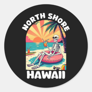 Souvenir van North Shore Oahu Hawaii Hawaiaans Sur Ronde Sticker