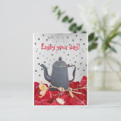 Souvenirs de café et carte de voeux de nappe rouge (Debout devant)