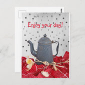 Souvenirs de café et carte de voeux de nappe rouge (Devant / Derrière)