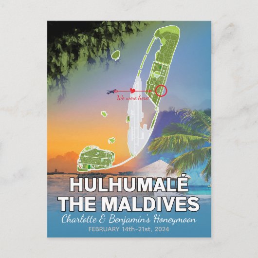 Souvenirs de lune de miel Hulhumale Carte des Mald (Devant)