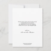 Souvenirs doux Carte de remerciements photo Mariag (Dos)