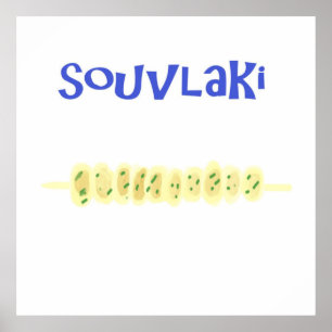 souvlaki grieks eten schilderen kunst poster