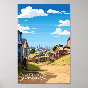Sovereign Hills Australië vintage reisplaats Poster