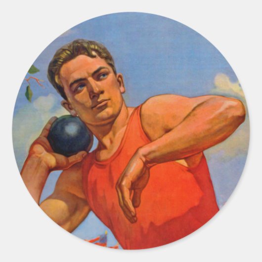 Sovjet Athletic Propaganda Ronde Sticker (Voorkant)