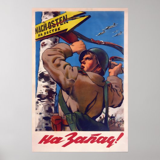Sovjet Propaganda Poster Rode Leger Naar het Weste (Voorkant)