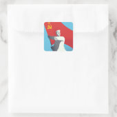 Sovjet Unie Arbeider Vintage Kunstprint. Vierkante Sticker (Tas)