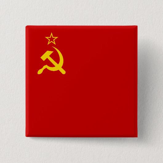 Sovjet-Unie Vlag Communistisch Sikkel en Hammer Vierkante Button 5,1 Cm (Voorkant)
