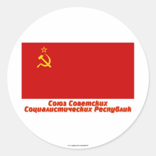 Sovjet-Unie Vlag met Volledige Naam Ronde Sticker