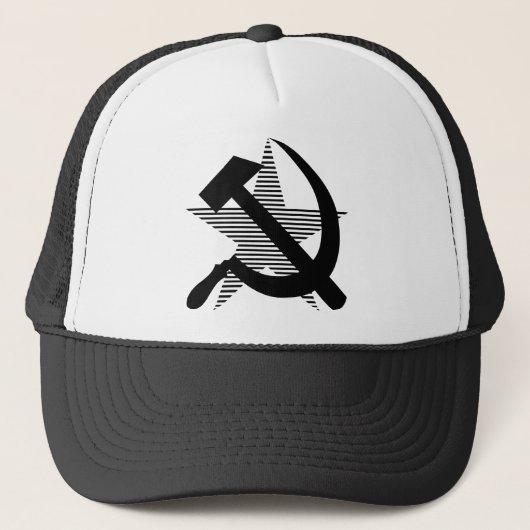 Sovjet-Zwarte Hammer & Sickle Trucker Pet (Voorkant)