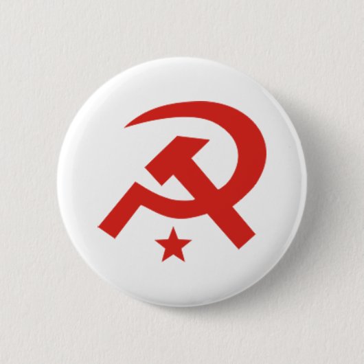 Sovjethamer en sikkelvormig ontwerp ronde button 5,7 cm (Voorkant)