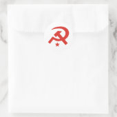 Sovjethamer en sikkelvormig ontwerp ronde sticker (Tas)
