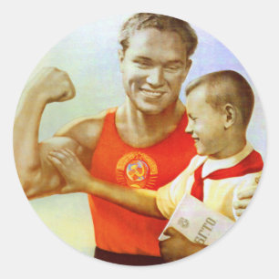 Sovjetoefening propaganda ronde sticker