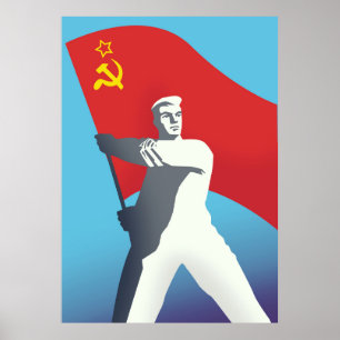 Sovjetunie arbeider vintage kunstprint. poster