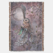 Sow Owl en Sprookjesachtige Fantasie Kunst Deken (Voorkant Verticaal)