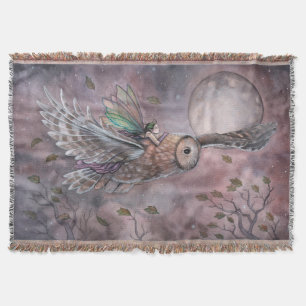 Sow Owl en Sprookjesachtige Fantasie Kunst Deken