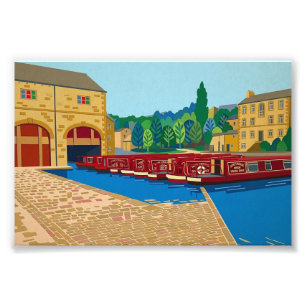 Sowerby Bridge Kanaalbekken Matisse Stijl Kunst Foto Afdruk