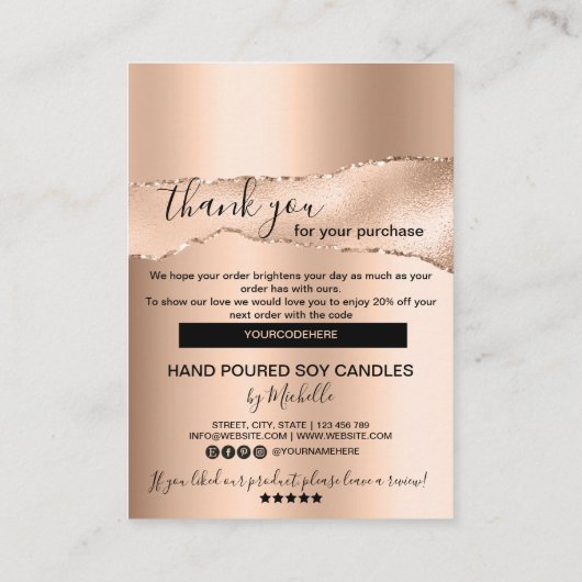 Soy Candle Care Card Carte de remerciements Ajoute (Dos)