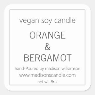 Soy Candle   Eenvoudig minimalistisch grijs en wit Vierkante Sticker